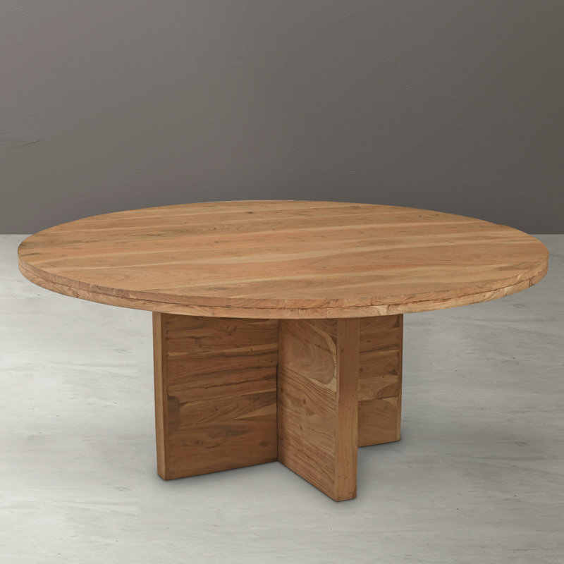 Rounded Solid Wood Dining Table, Natural, 70" W x 70" L
