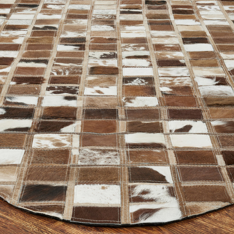 Brelin Cowhide Patchwork Area Rug, Novelty 8'6" x 11'6"