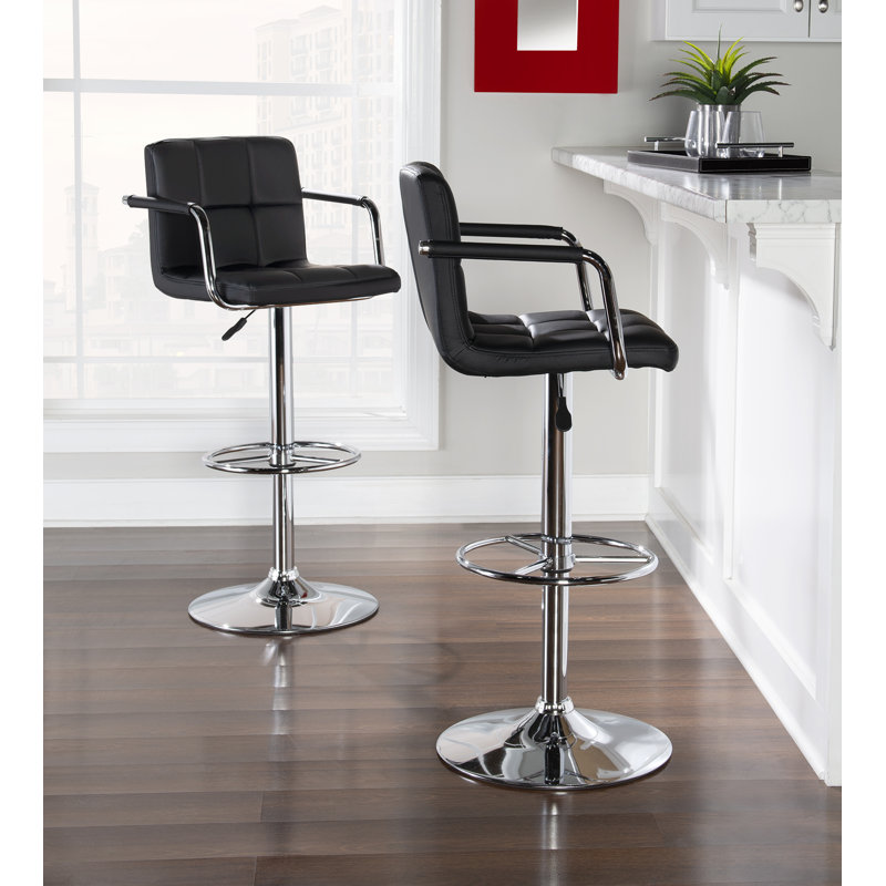 Tabouret de bar pivotant à hauteur réglable Aishvi, Noir