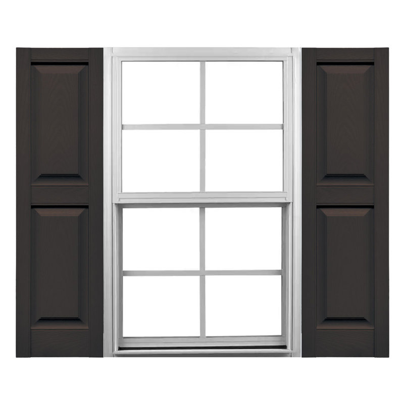 Musket Brown Vinyl Raised Panel Decorative Shutters, 14.75x63