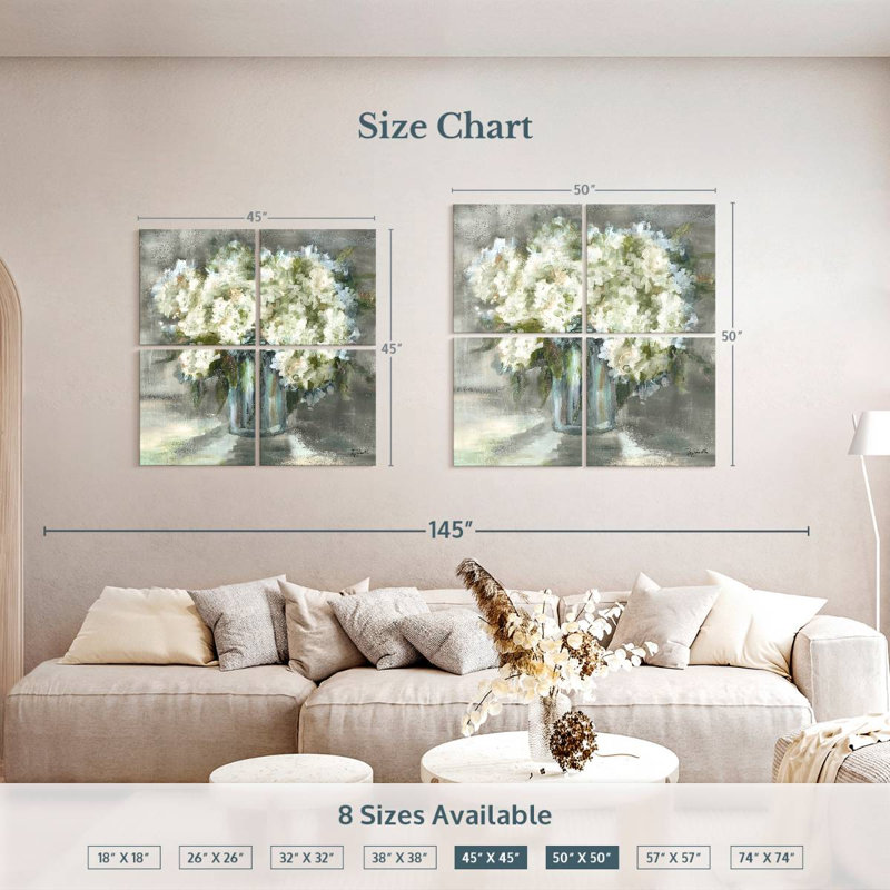 Harnek Harnek blanc et hortensias taupe Sill Life