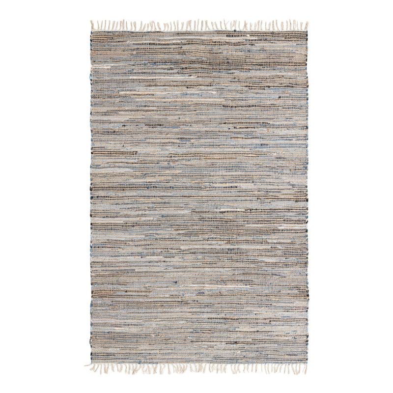 Holly-Rose Cotton Striped Indoor Rug, Rectangle 6'1" x 9'