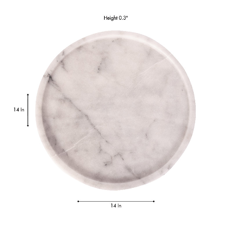 Plateau rond en marbre Artifacts Rattan ™, Blanc mat