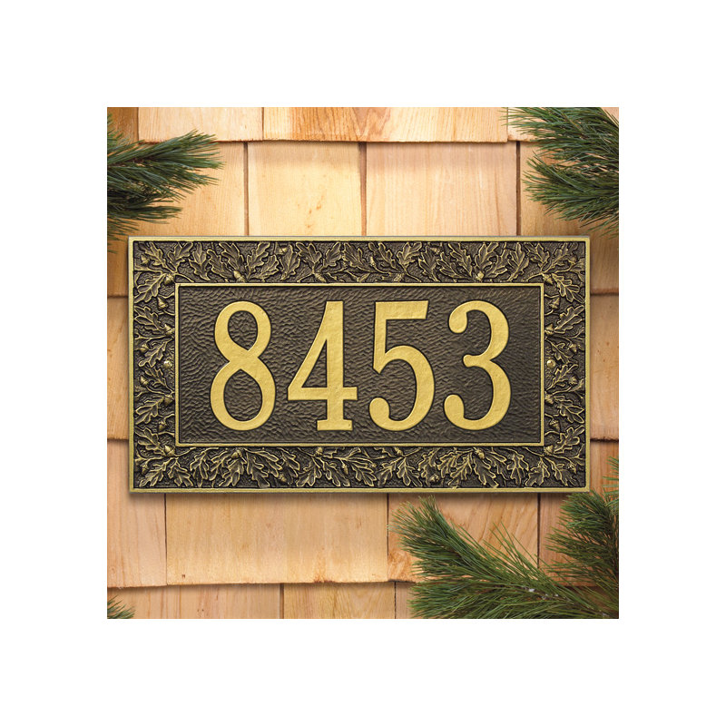 Oakleaf 1-Line Wall Address Plaque, Yes, Bronze and Gold