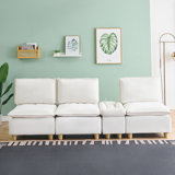 Minimalist Three-Seater Flannel Sofa With Storage And Adjustable Backrest For Living Rooms And Balconies