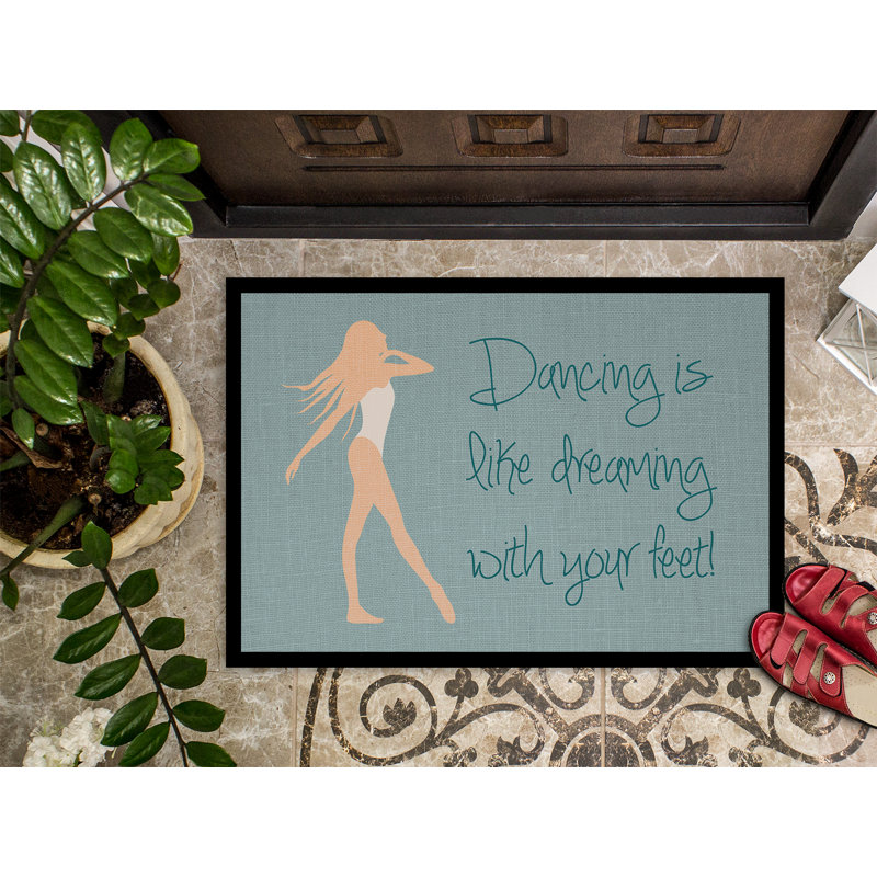 Tapis d'entrée antidérapant Dancing Is Like Dreaming, Beige, L 27 po x L 18 po 