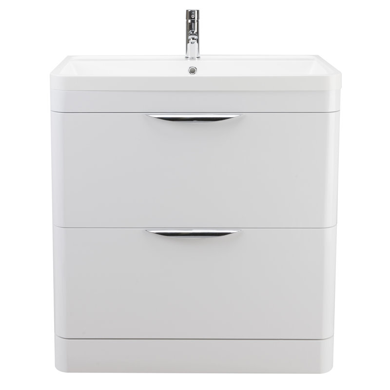 Parade 800mm Single Bathroom Vanity with Integrated Polymarble Basin, Gloss White