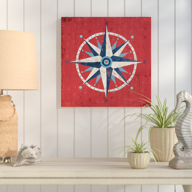 « nautique love (compass) »-impression sans cadre sur toile, H 18 po x l 18 po x P 1,5 po, Toile tendue