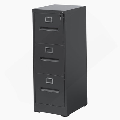3 Drawer Metal Vertical File Cabinet With Lock For Office And Home, Ideal For Storing A4, Legal/Letter Size Documents, Assembly Required