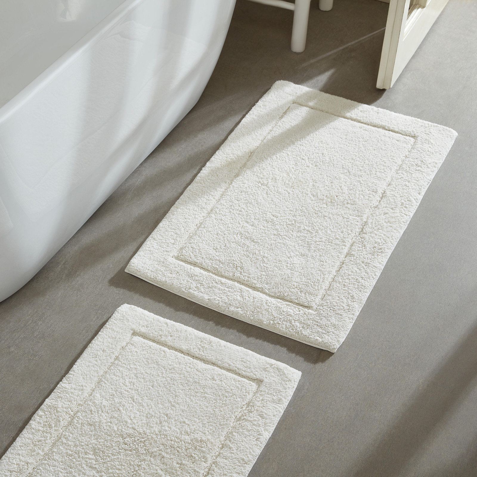 Calvin Klein Essence Solid Cotton 2 Piece Bath Rug Set, Beige