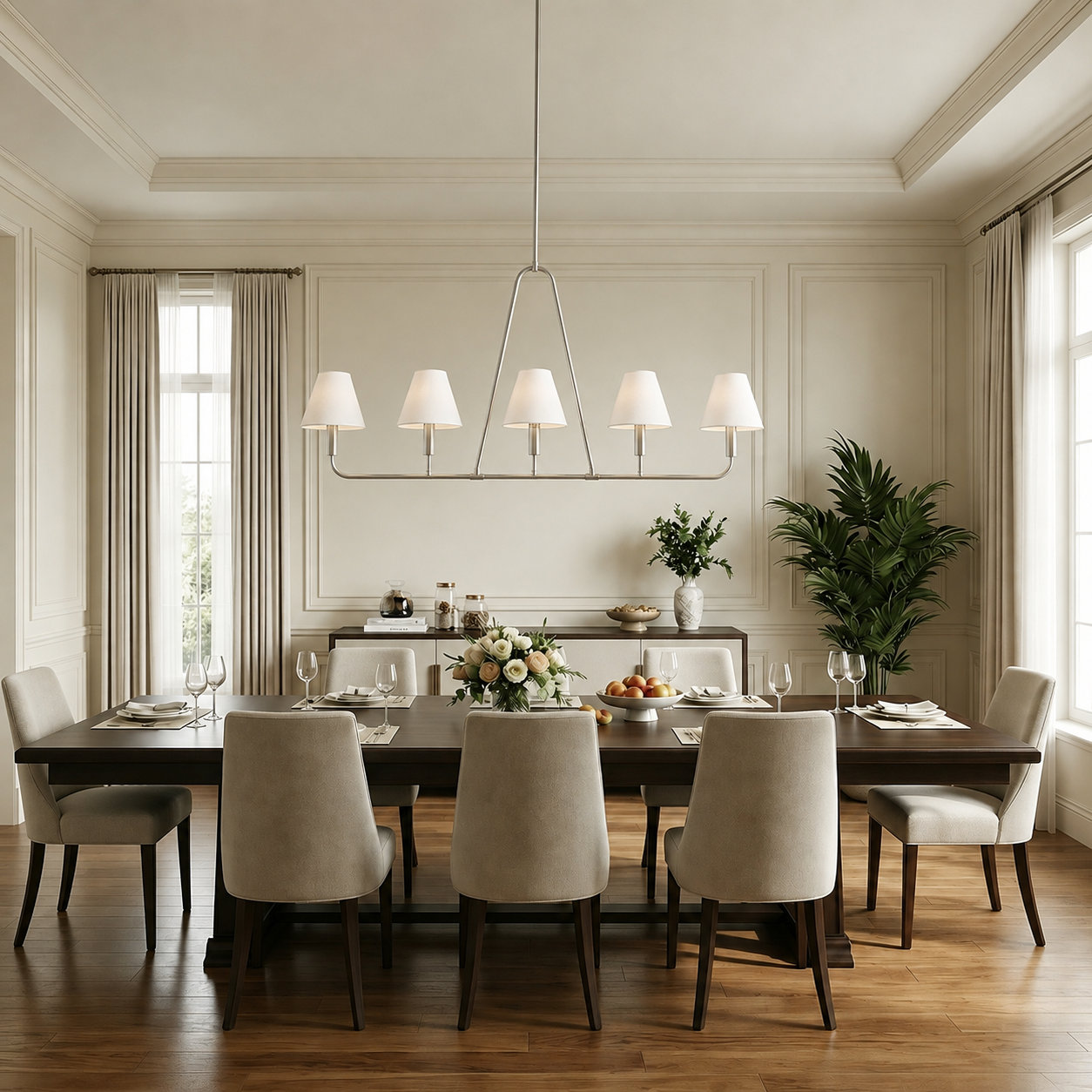 Iron 5-Light Chandelier, Nickel