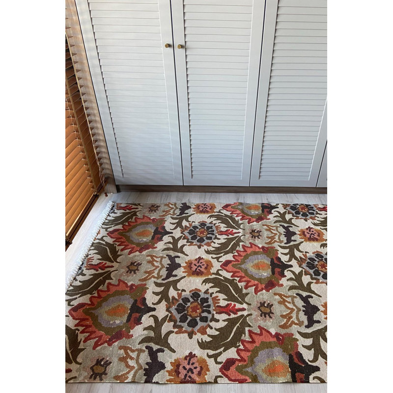 Tapis en coton, Rectangle 3 pi 11,24 po x 5 pi 10,87 po