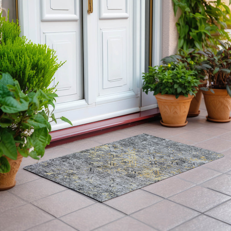 Tapis intérieur / extérieur lavable à la machine Mahaney ACN768 Sky, Rectangle 1'8" x 2'6"