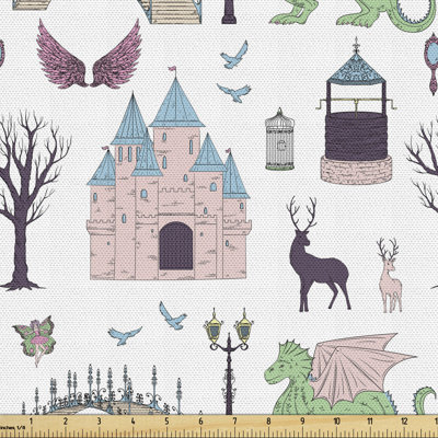 Martinson Castles Dragons Deers Lantern Fabric