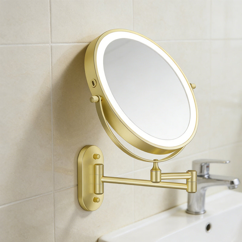 8''Rechargeable Double-Sided Magnifying Mirror，1X/30X，Wall Mounted Lighted Makeup Mirror,LED Touch Screen And 360 Swivel，Wall Mounted Bathroom Makeup Mirror With Light