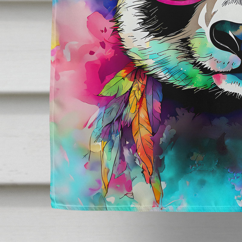 Drapeau de maison de panda hippie