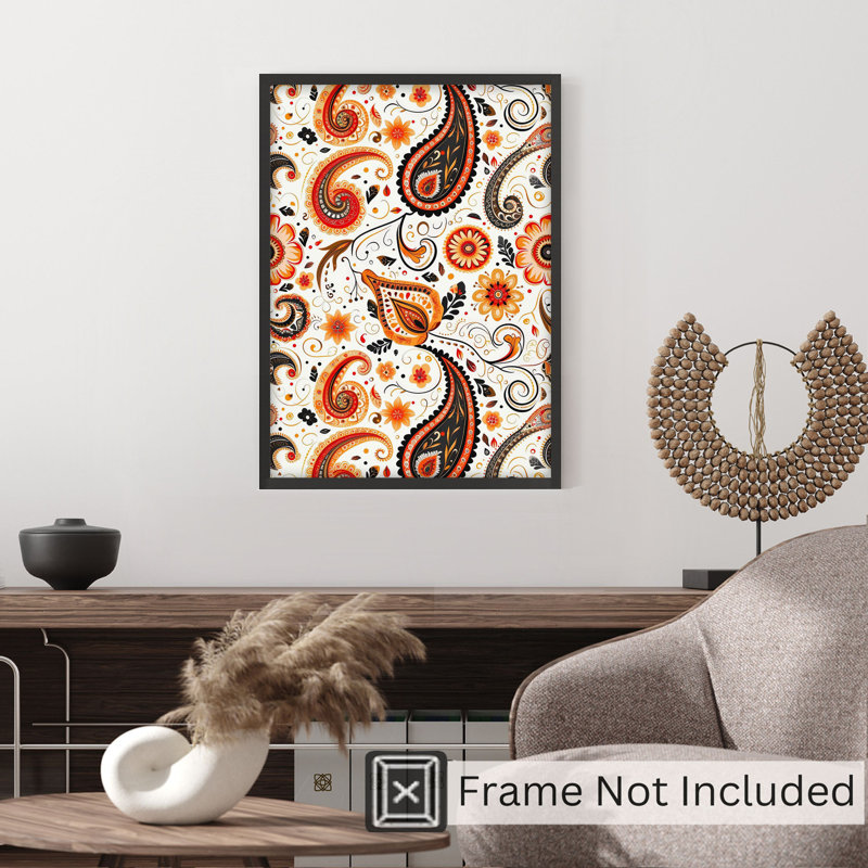 «Abstract Bohemian Paisleys III», reproduction d'art non encadrée, 16" H x 12" W