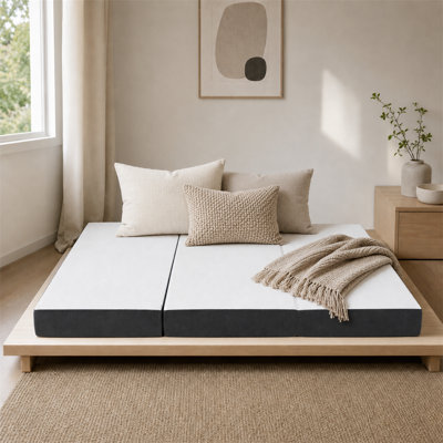 6 Inch Trifold Memory Foam Mattress, Portable Foldable Foam Mattress, Multi-Purpose Floor Mat for Camping, RV, Travel, Yoga and Guest Sleeping