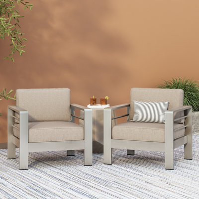 Caggiano Patio Aluminum Chair with Cushions