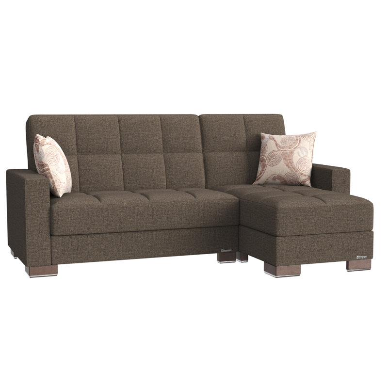 Chaise longue convertible avec rangement Primenest Nimbusflow, Brown Chenille
