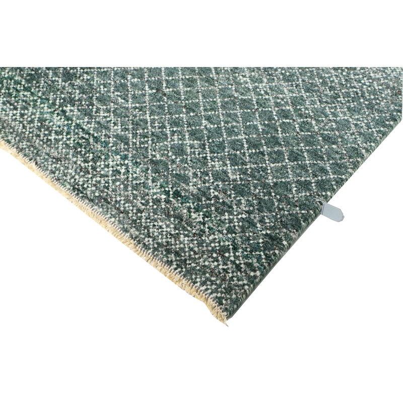 Hand-Knotted High-Quality Green and Beige Area Rug, Runner 2'7" x 11'11"