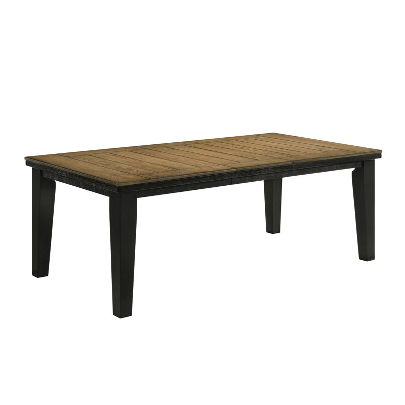 Table de salle à manger rectangulaire, en bois massif, feuille de 18 po, bordure contemporaine, finition couleur anthracite blé