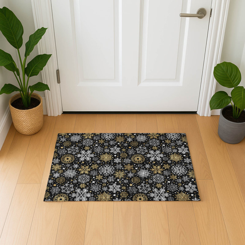 Premium Machine Washable Mayfield AMF1823 Stars and Snowflakes Holiday Rug, Rectangle 1'8" x 2'6"