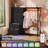  6 Drawer Dresser with Hanging Rack and Shoe Rack, Fabric Storage Dresser with Charging Station and LED Lights for Bedroom, Closet, Entryway-1228887846