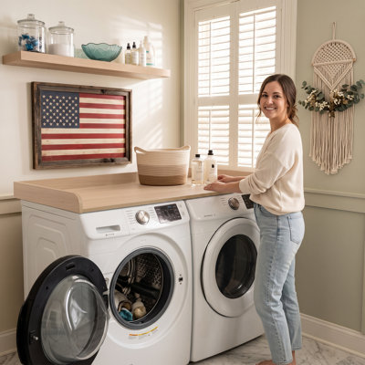 Kaboon Washer Dryer Countertop With Edge Rails, 28" X 58"
