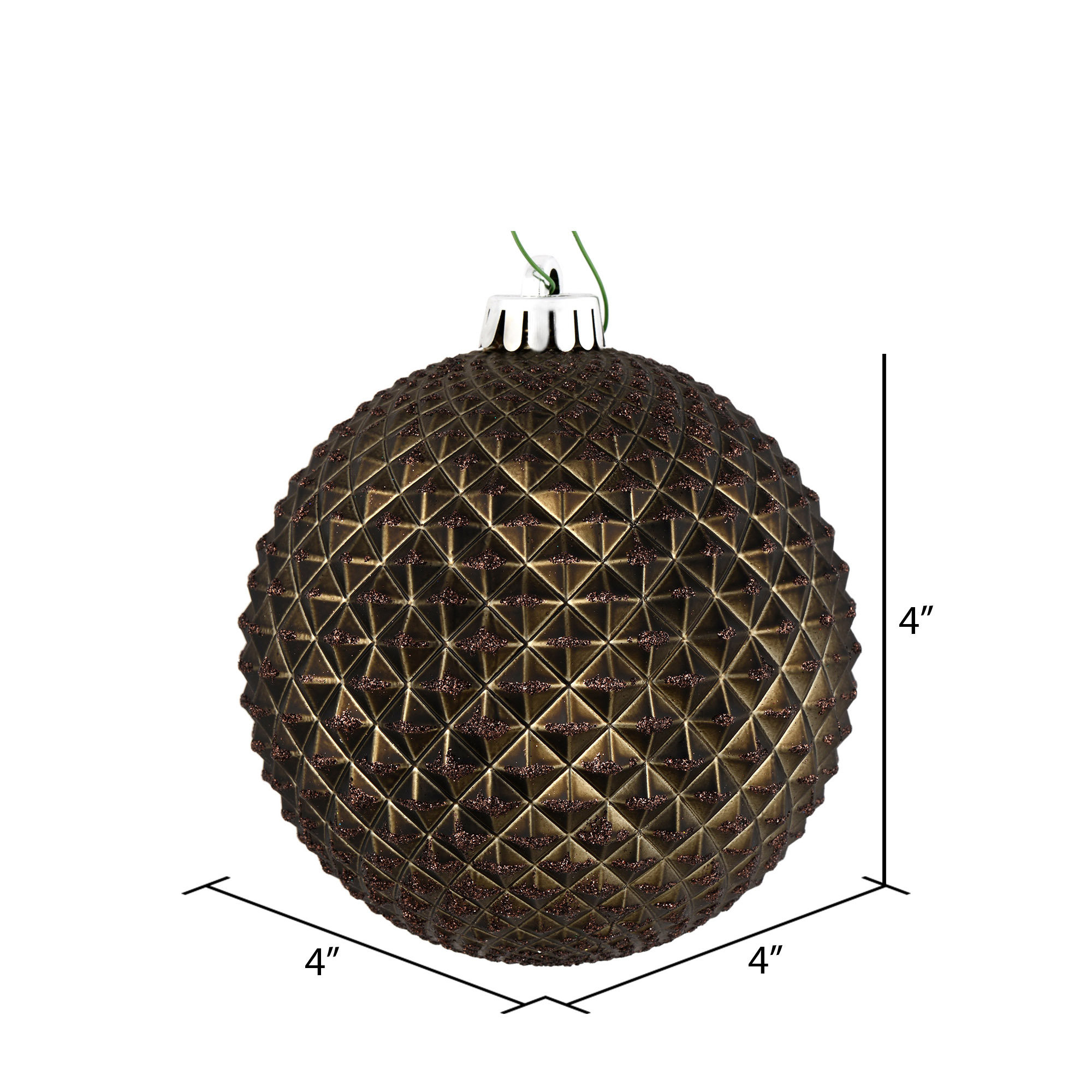 Durian Glitter Ball Ornament, Gunmetal