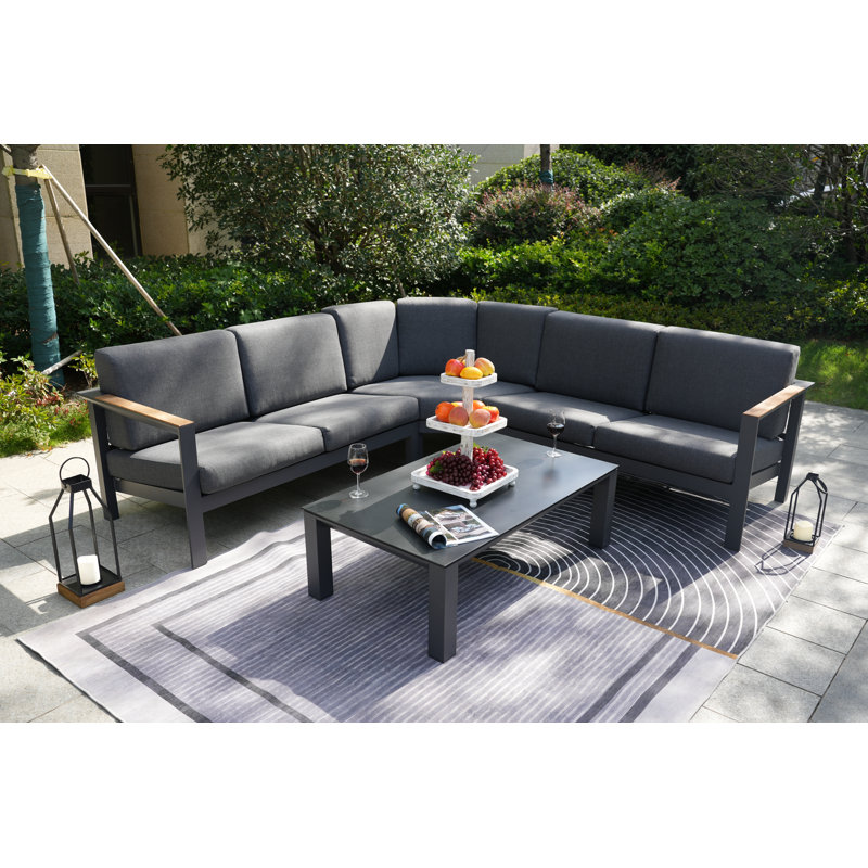 Ensemble de conversation modulaire avec coussins 4 pièces Caggiano