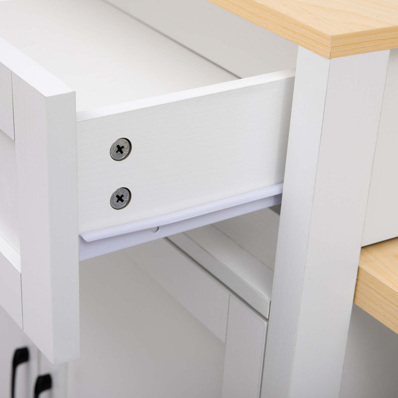 82.7 Inch Kitchen Island With Extendable Dining Table, Double-Sized Storage, Power Outlet, And Ample Space For 4-6 People