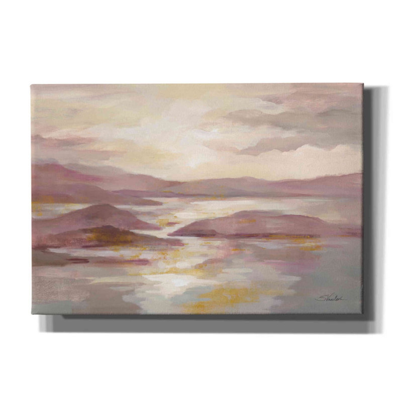 «Pink and Gold Landscape» par Silvia Vassileva, art mural sur toile, H 18 po x l 26 po x P 0,75 po