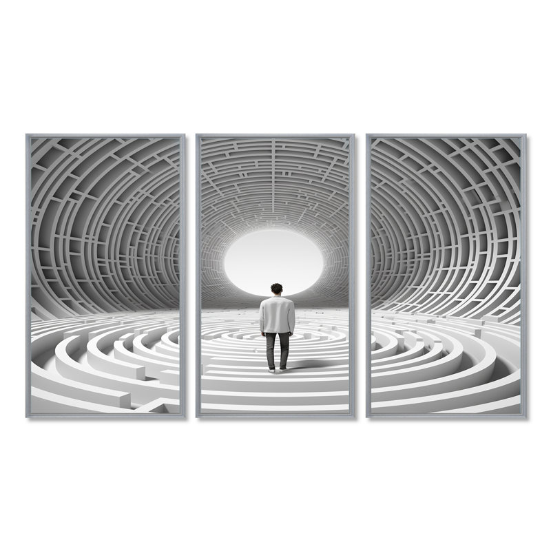Pure infinite blancheur - ensemble d'art mural architecture de la ville, Encadrement argenté, H 40 po x l 60 po x P 1 po