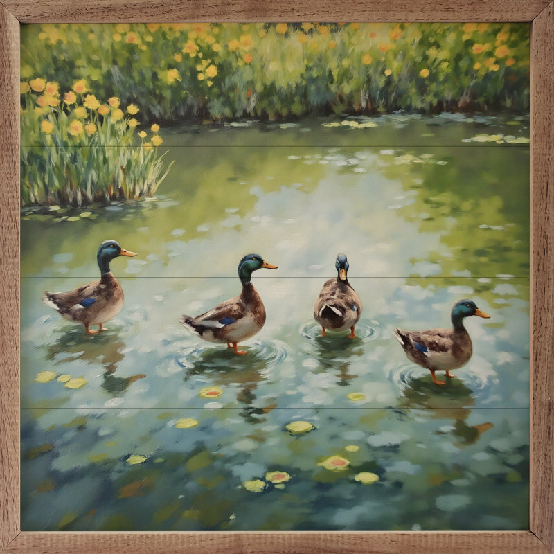 Spring Ducks In Pond, H 4 po x l 4 po