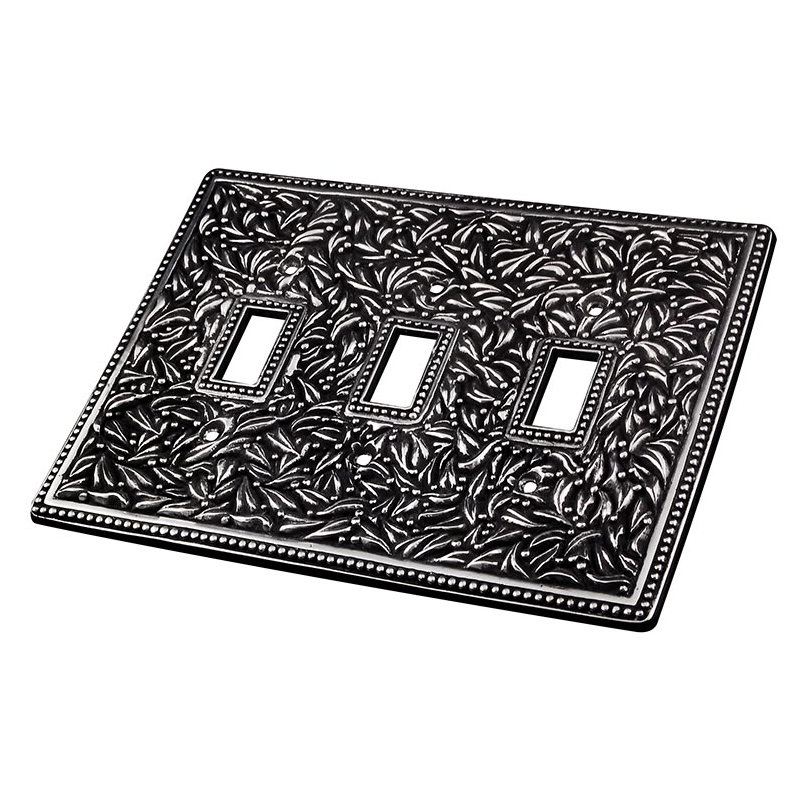 San Michele 3-Gang Toggle Light Switch Wall Plate, Antique Silver