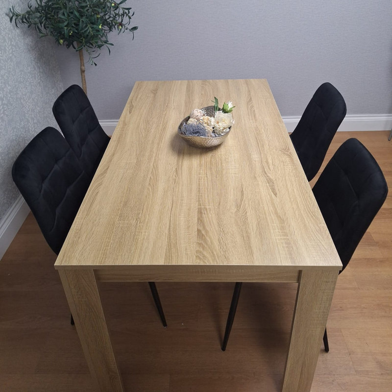 Deirdra 4 - Person Dining Set, Black, 75cm H x 117cm W x 77cm D