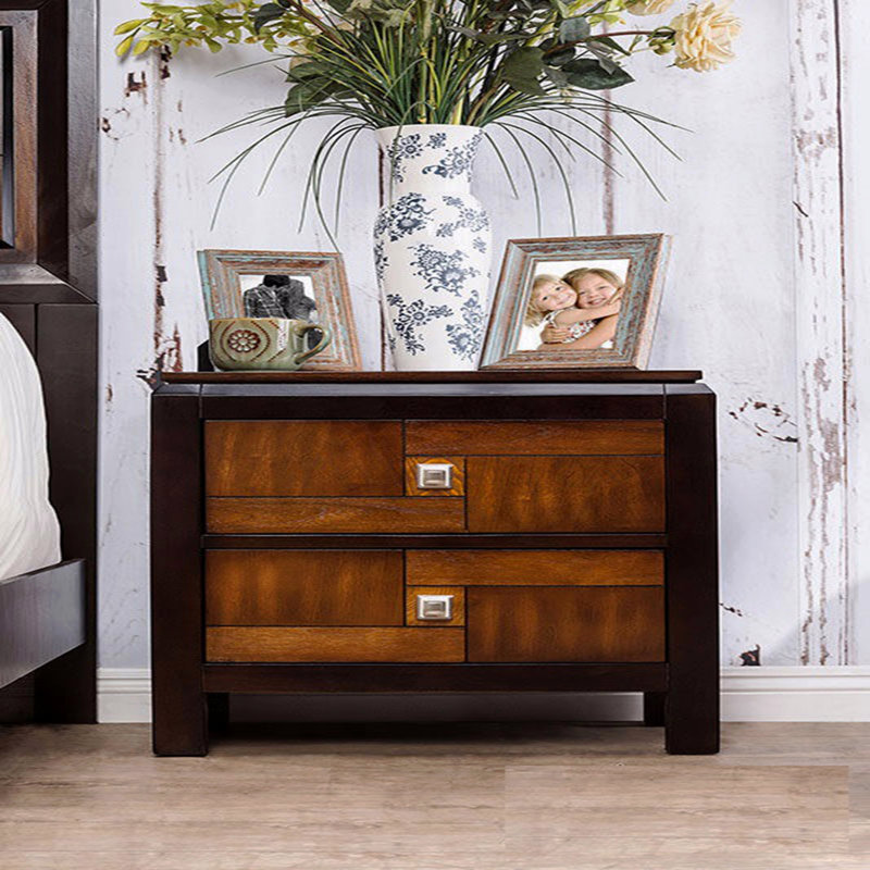 Table de chevet 1pc uniquement Table de chevet transitionnelle en bois massif 2 tiroirs