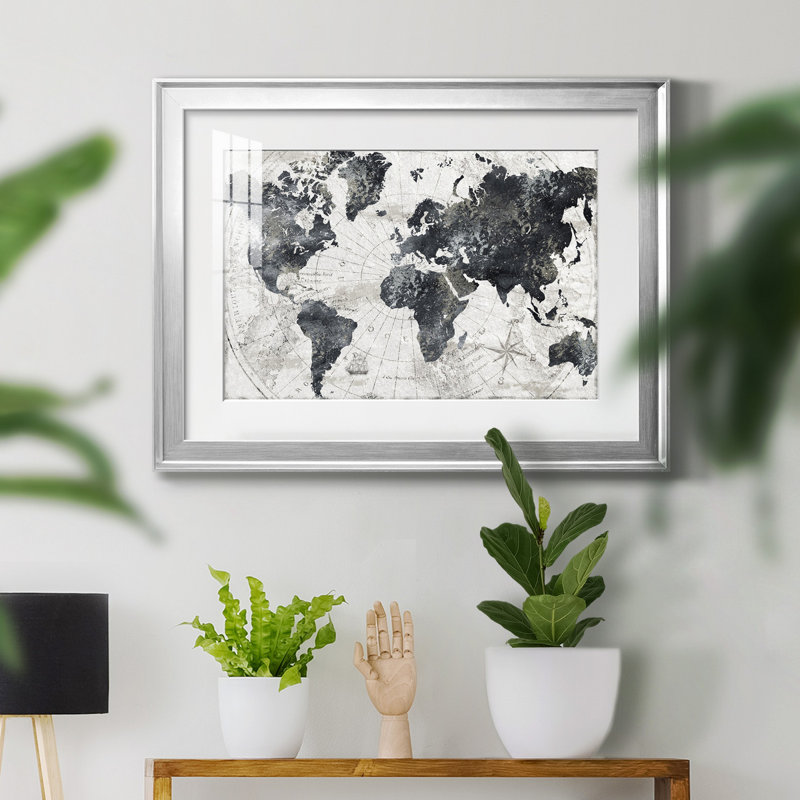 «Modern Atlas», impression encadrée, Cadre argenté, H 22,5 po x l 30,5 po x P 1,5 po