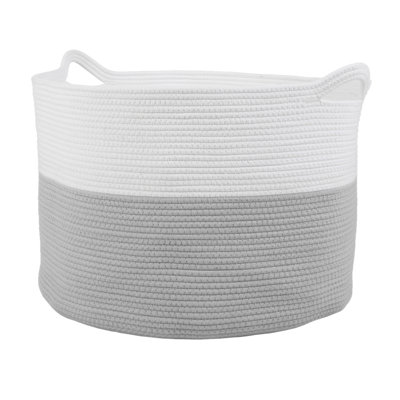 Lavish Home Extra-Large Basket - Cotton Rope Basket with Handles for Laundry, Blanket, Pillow, and Toy Storage - Baskets for Organizing
