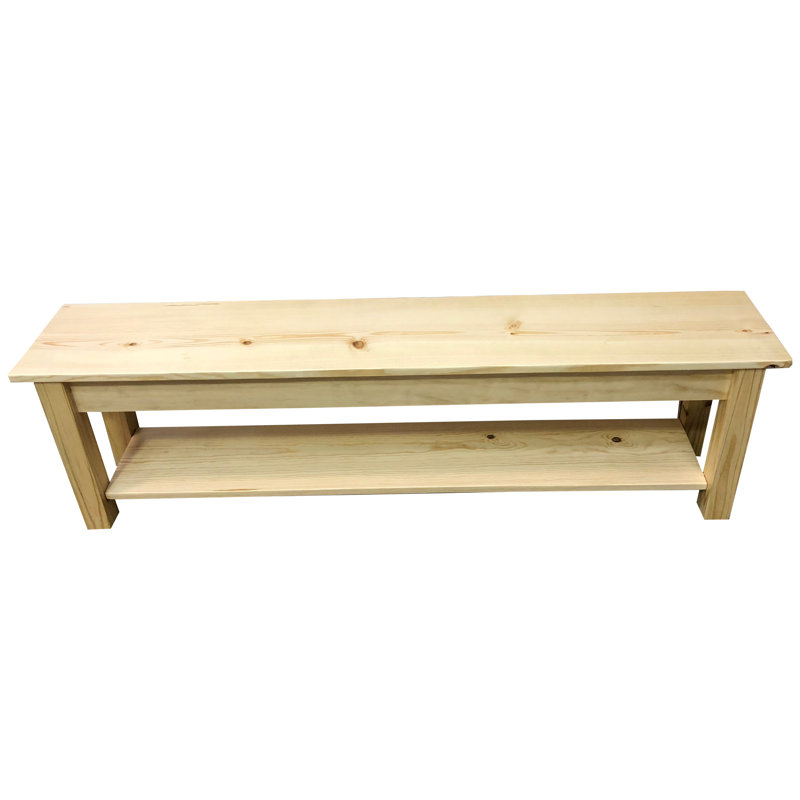 Banc de rangement en bois massif Lothair, H 17 po x l 36 po x P 12 po, Naturel