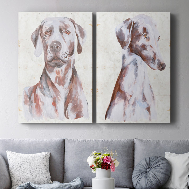 Chien assis I - Toile tendue avec châssis de qualité supérieure - Prêt à être accroché, H 12 po x l 8 po