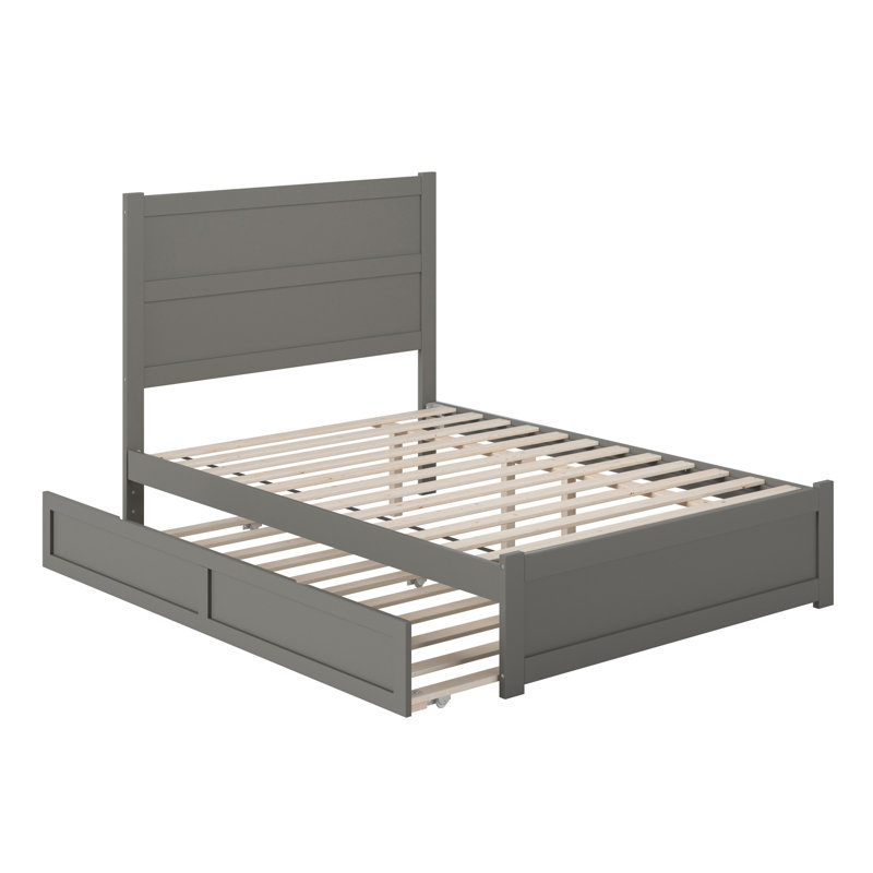 Lit gigogne en bois massif Ivor, Gris, Double