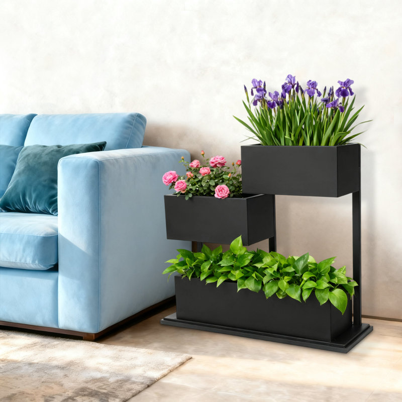 Grande boîte à fleurs d'extérieur en métal