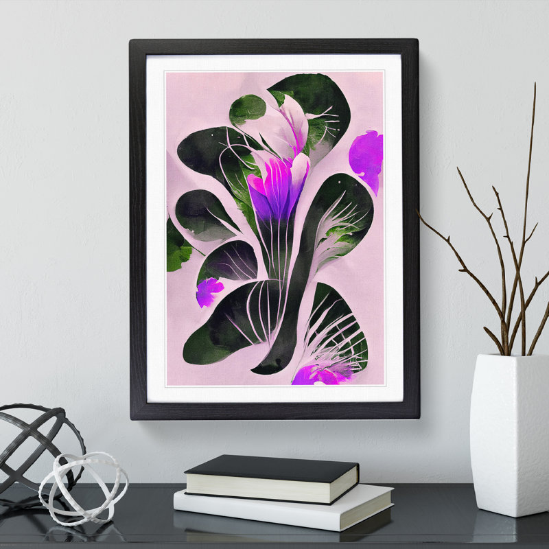 Flowers in Abstract No.3 - Framed Print, Black, 64cm H x 46cm W