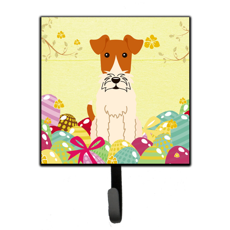Mcelyea Metal Wall Organizer with Key Hooks, Yellow/Brown/Green, Wire Fox Terrier