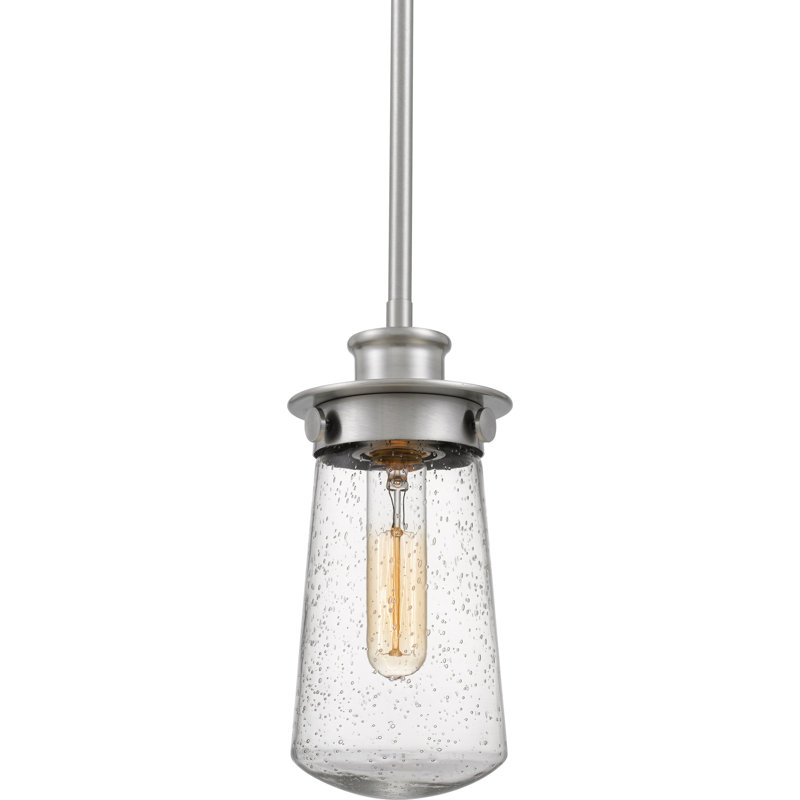 Luminaire suspendu à 1 lumière DeRon, Nickel brossé