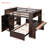 Full Size Loft Bed With A Twin Size Stand-Alone Bed, Shelves,Desk,And Wardrobe-Espresso-278155968-278155971