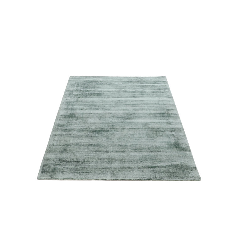 Ava Handmade Viscose Silky Solid Soft Dark Mint Rug