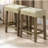 Modern Transitional Brown Dining Table W 2X Stools Biscuit-Tufted Seat Cushion Chair 3Pc Dining Set